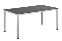 Outlet KETTALUX-PLUS/Basic Plus Padded Sitzgruppe, silber/anthrazit, Alu/Textilene, Tisch 160x95 cm, 6 Klappstühle Garten-Essgruppen|Aluminium-Gartenmöbel