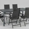 Hot KETTALUX-PLUS/Basic Plus Padded Sitzgruppe, anthrazit, Alu/Textilene, Tisch 160x95 cm, 6 Klappstühle Garten-Essgruppen|Aluminium-Gartenmöbel