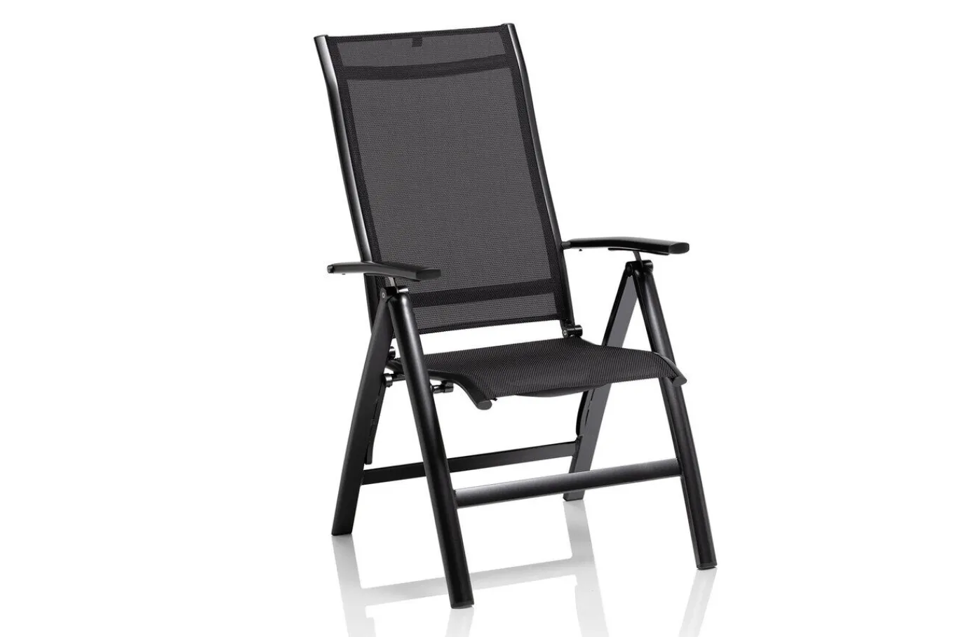Clearance KETTALUX-PLUS/Legato Curve Sitzgruppe, anthrazit, Alu/Textilene, Tisch 160x95 cm, 4 Klappstühle Garten-Essgruppen|Aluminium-Gartenmöbel