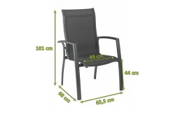 Legato Curve Stapelsessel, anthrazit, Alu/Textilene, 0302302-7000, stapelbar Aluminium-Gartenmöbel|Gartenstühle & Gartensessel