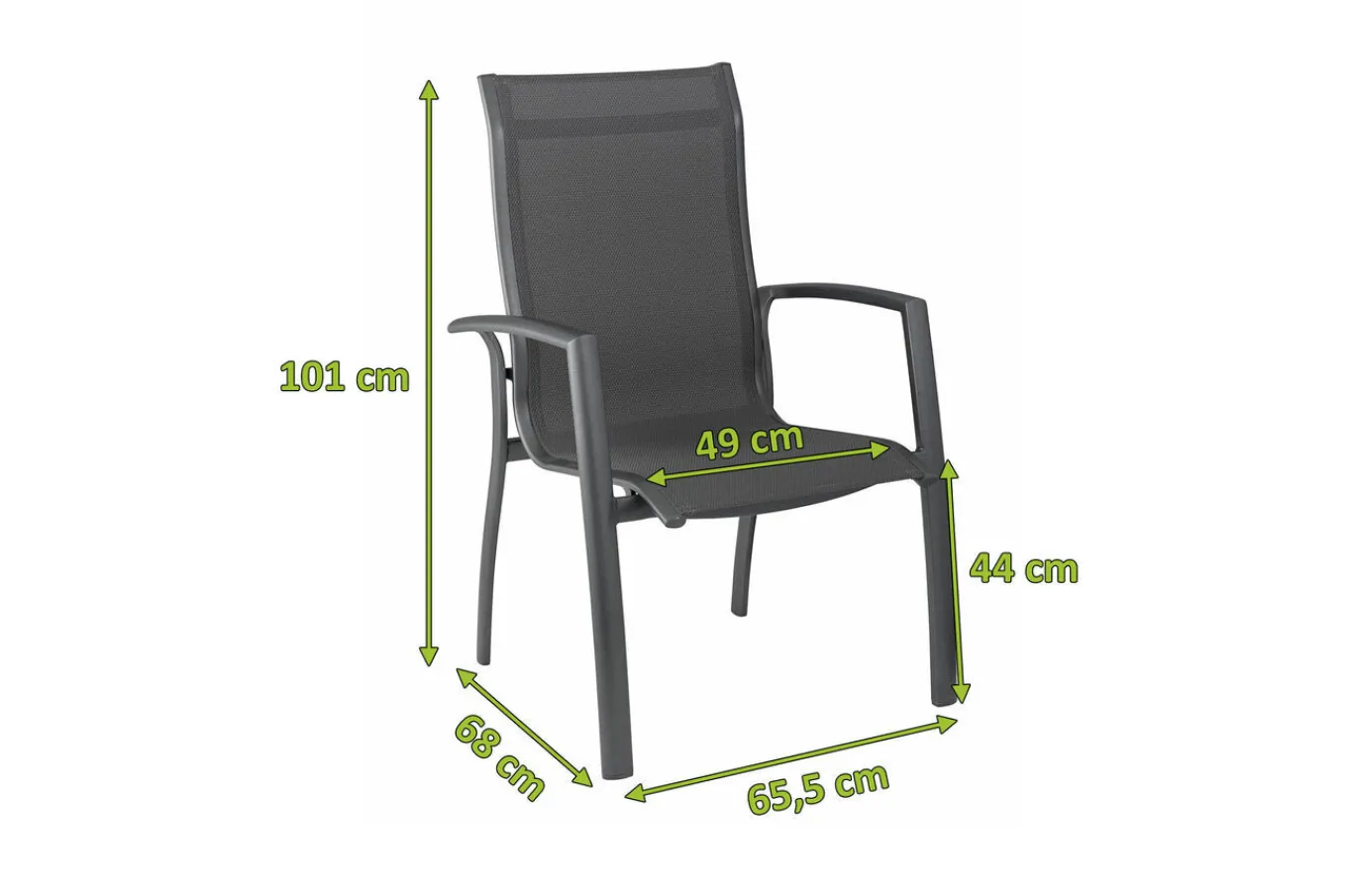 Legato Curve Stapelsessel, anthrazit, Alu/Textilene, 0302302-7000, stapelbar Aluminium-Gartenmöbel|Gartenstühle & Gartensessel