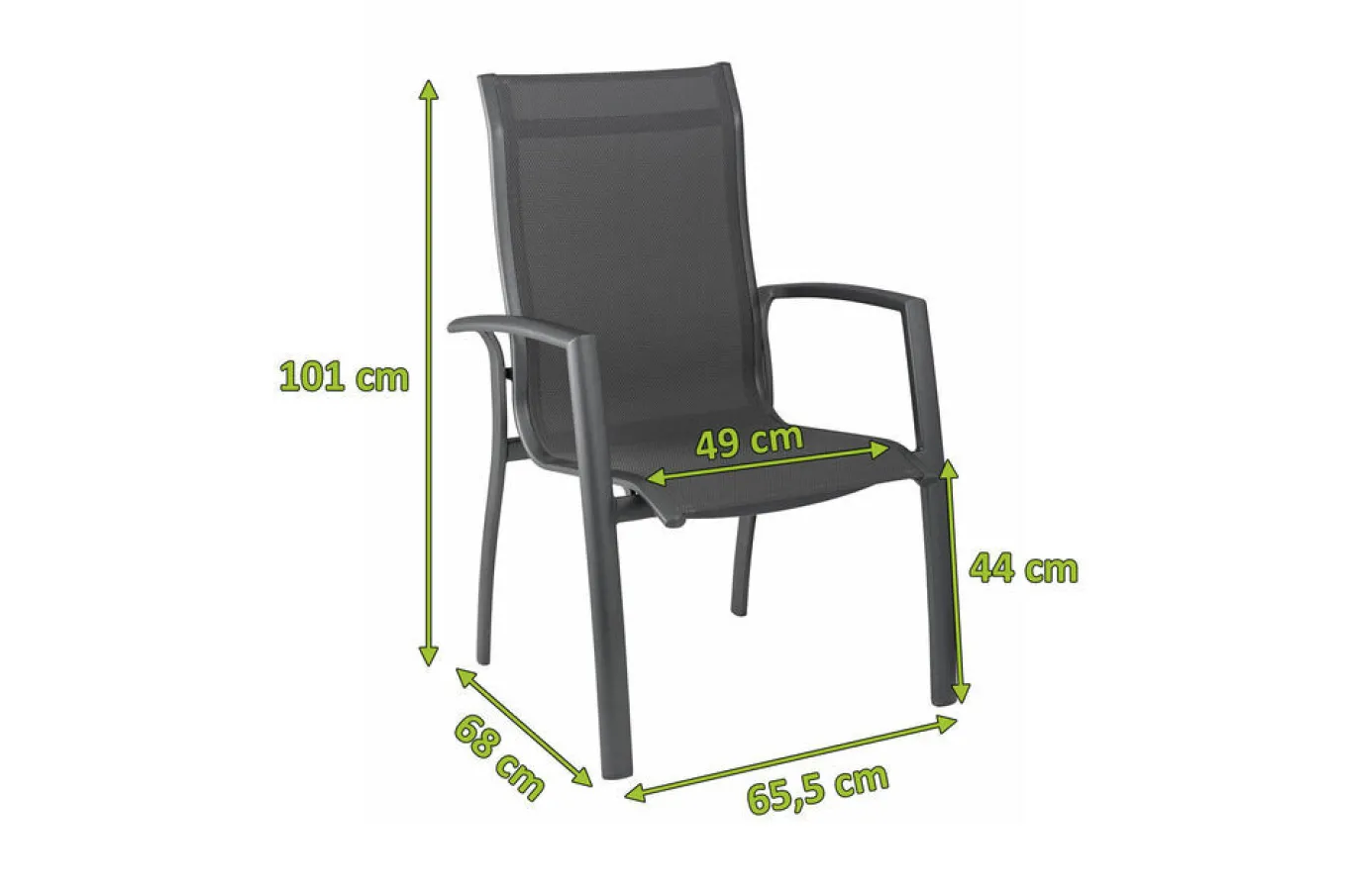 Legato Curve Stapelsessel, anthrazit, Alu/Textilene, 0302302-7000, stapelbar Aluminium-Gartenmöbel|Gartenstühle & Gartensessel