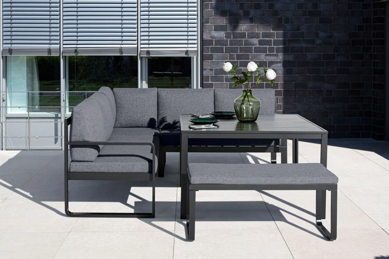 Online Ocean Dining-Lounge, anthrazit/grau, 223 x 200 cm, inkl. Kissen, 0320831-7100 Garten-Essgruppen|Aluminium-Gartenmöbel