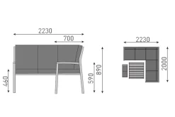 Online Ocean Dining-Lounge, anthrazit/grau, 223 x 200 cm, inkl. Kissen, 0320831-7100 Garten-Essgruppen|Aluminium-Gartenmöbel