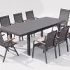 Clearance Premium/Granada Garten-Essgruppe, Anthrazit/Grau, Alu/Glas, Ausziehtisch 180/240x100cm, 8 Sessel Garten-Essgruppen|Aluminium-Gartenmöbel