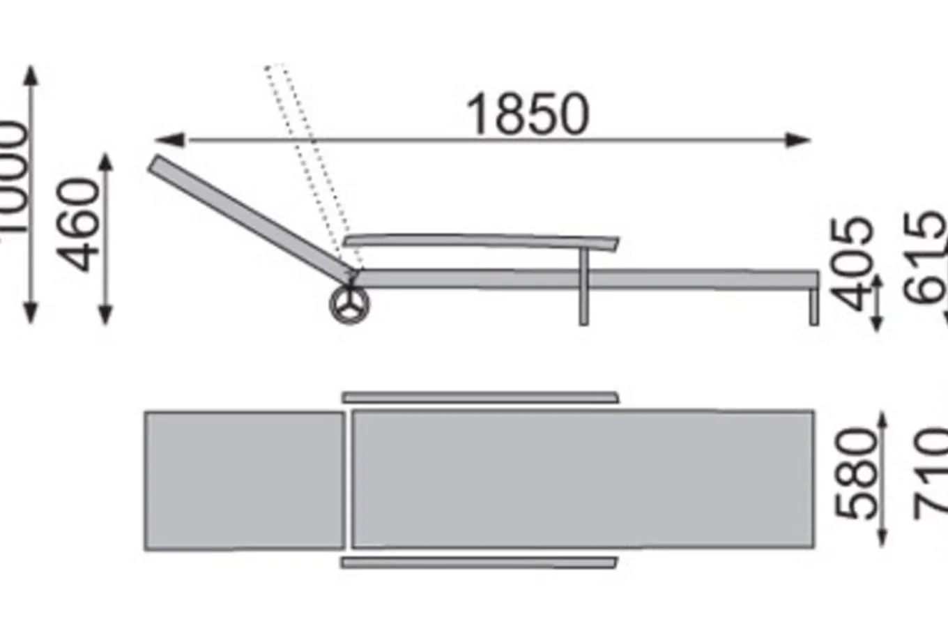 Roma Rollliege, anthrazit, Kunststoff, 185 x 71 x 40,5 cm, 01638-700 Gartenliegen