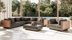 Outlet Aztec Plus Gartenlounge, natur/schwarz, Alu/Polyester/Holzimitat, pulverbeschichtet, wetterbeständig, inkl. Kissen & Polster Gartenlounge|Aluminium-Gartenmöbel