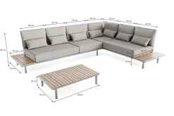 Hot Baki Gartenlounge, natur/grau, Edelstahl/Teak, wetterbeständig, rostfrei, verstellbare Rückenlehne, abnehmbare Bezüge Gartenlounge|Edelstahl-Gartenmöbel