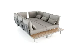 Hot Baki Gartenlounge, natur/grau, Edelstahl/Teak, wetterbeständig, rostfrei, verstellbare Rückenlehne, abnehmbare Bezüge Gartenlounge|Edelstahl-Gartenmöbel