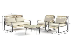Clearance Big Lattice Lounge, natur/schwarz, Alu/Polyrattan, inkl. Kissen, schnelltrocknend, wetterbeständig Polyrattan-Gartenmöbel|Gartenlounge