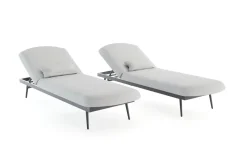 Discount Confort Sun Lounger Gartenliegen-Set, mondgrau/anthrazit, Alu/Polyester, verstellbar, wetterbeständig, inkl. Kissen Gartenliegen|Aluminium-Gartenmöbel