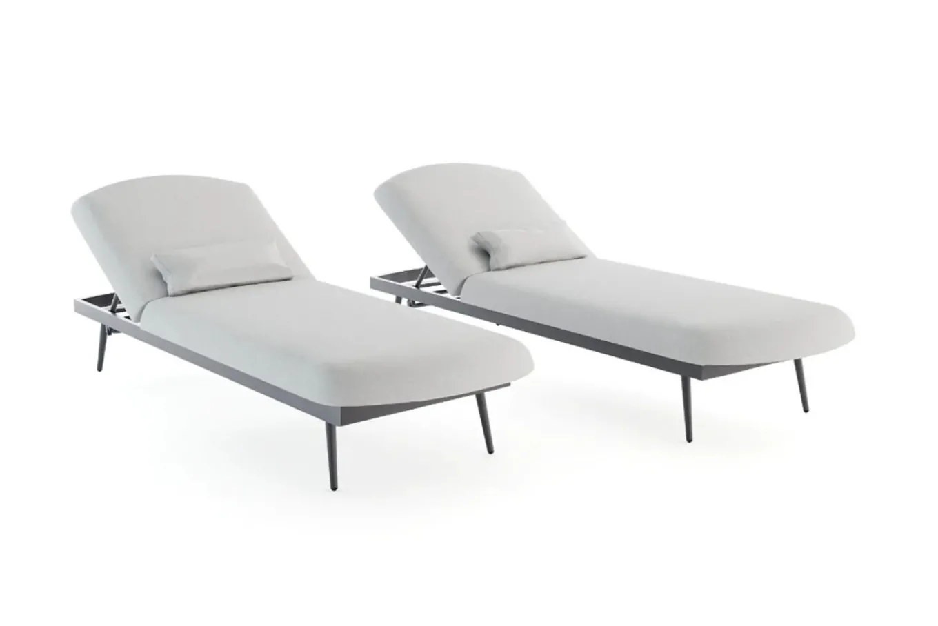Discount Confort Sun Lounger Gartenliegen-Set, mondgrau/anthrazit, Alu/Polyester, verstellbar, wetterbeständig, inkl. Kissen Gartenliegen|Aluminium-Gartenmöbel