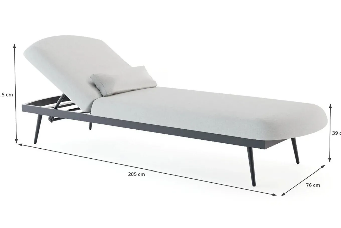 Discount Confort Sun Lounger Gartenliegen-Set, mondgrau/anthrazit, Alu/Polyester, verstellbar, wetterbeständig, inkl. Kissen Gartenliegen|Aluminium-Gartenmöbel