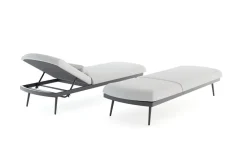 Discount Confort Sun Lounger Gartenliegen-Set, mondgrau/anthrazit, Alu/Polyester, verstellbar, wetterbeständig, inkl. Kissen Gartenliegen|Aluminium-Gartenmöbel