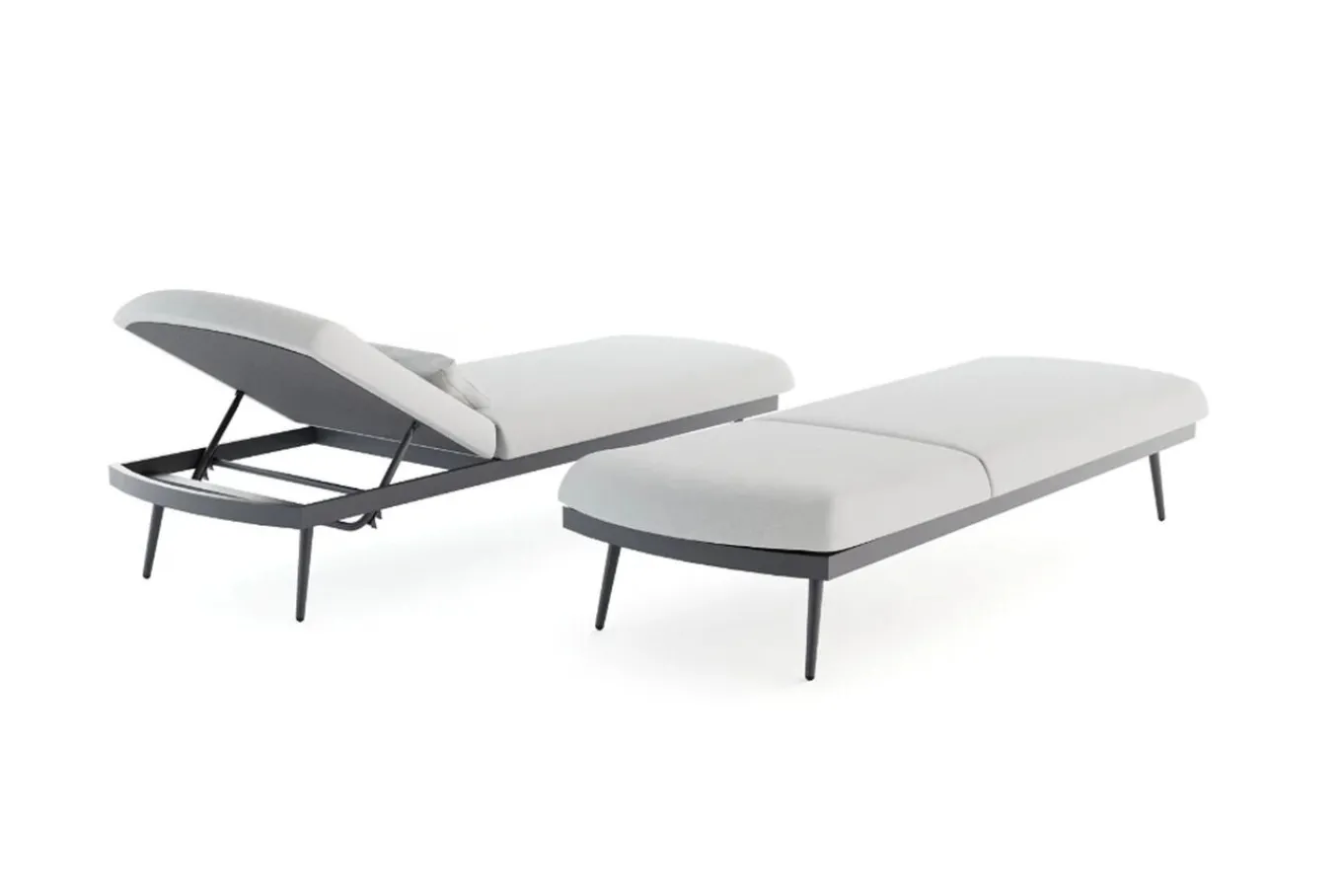 Discount Confort Sun Lounger Gartenliegen-Set, mondgrau/anthrazit, Alu/Polyester, verstellbar, wetterbeständig, inkl. Kissen Gartenliegen|Aluminium-Gartenmöbel