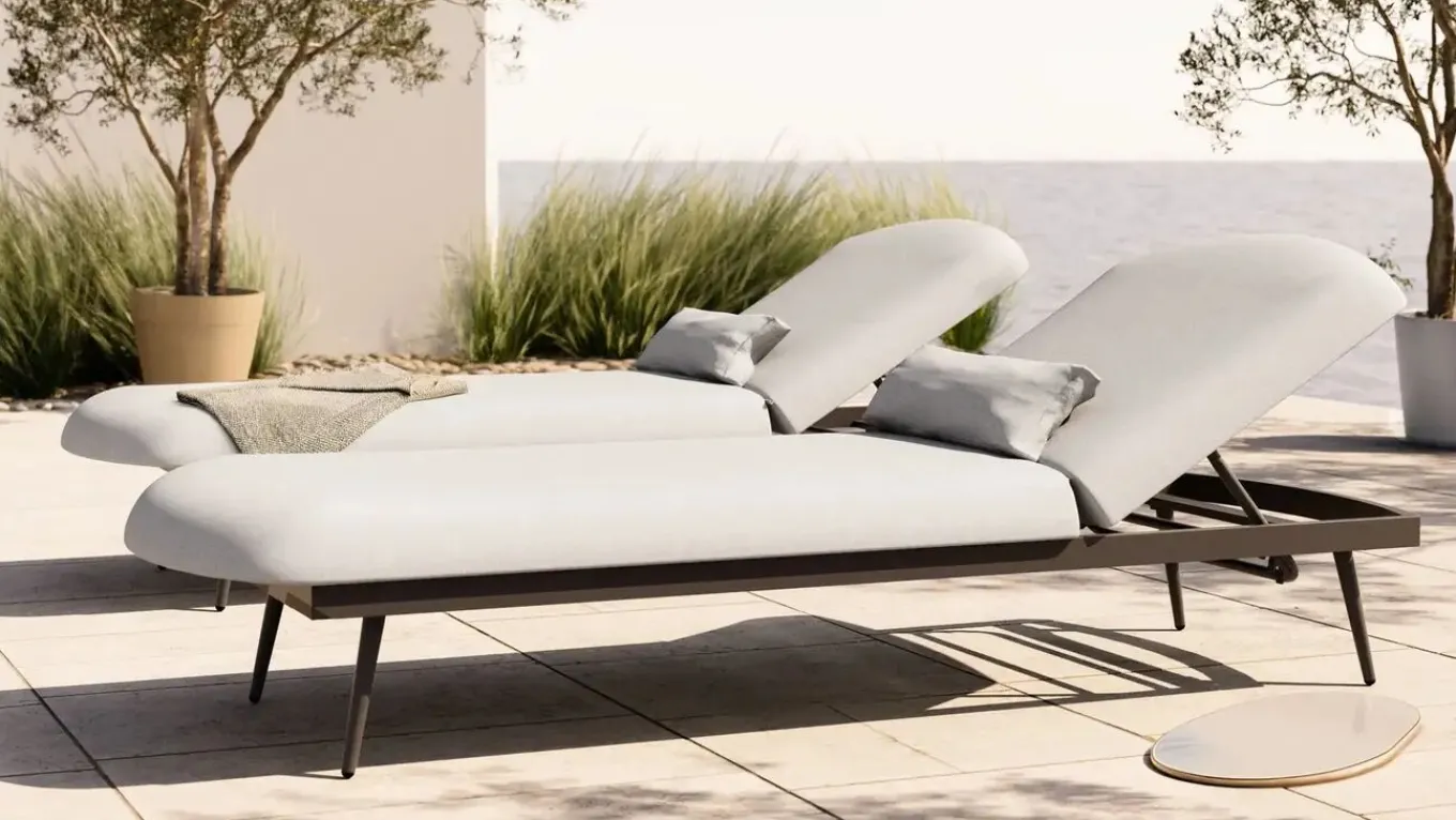 Discount Confort Sun Lounger Gartenliegen-Set, mondgrau/anthrazit, Alu/Polyester, verstellbar, wetterbeständig, inkl. Kissen Gartenliegen|Aluminium-Gartenmöbel