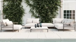 Best Dorina Plus Gartenlounge, grau/anthrazit, Alu/Holzoptik, wetterbeständig, UV-beständig, inkl. Kissen Gartenlounge|Aluminium-Gartenmöbel