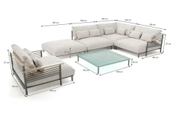 Best Dorina Plus Gartenlounge, grau/anthrazit, Alu/Holzoptik, wetterbeständig, UV-beständig, inkl. Kissen Gartenlounge|Aluminium-Gartenmöbel