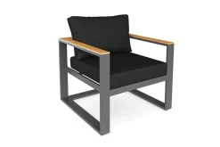 Lecoin Gartenlounge, anthrazit, Alu/Teak, pflegeleicht, wetterbeständig, pulverbeschichtet, inkl. Kissen, abnehmbare Bezüge Gartenlounge|Aluminium-Gartenmöbel