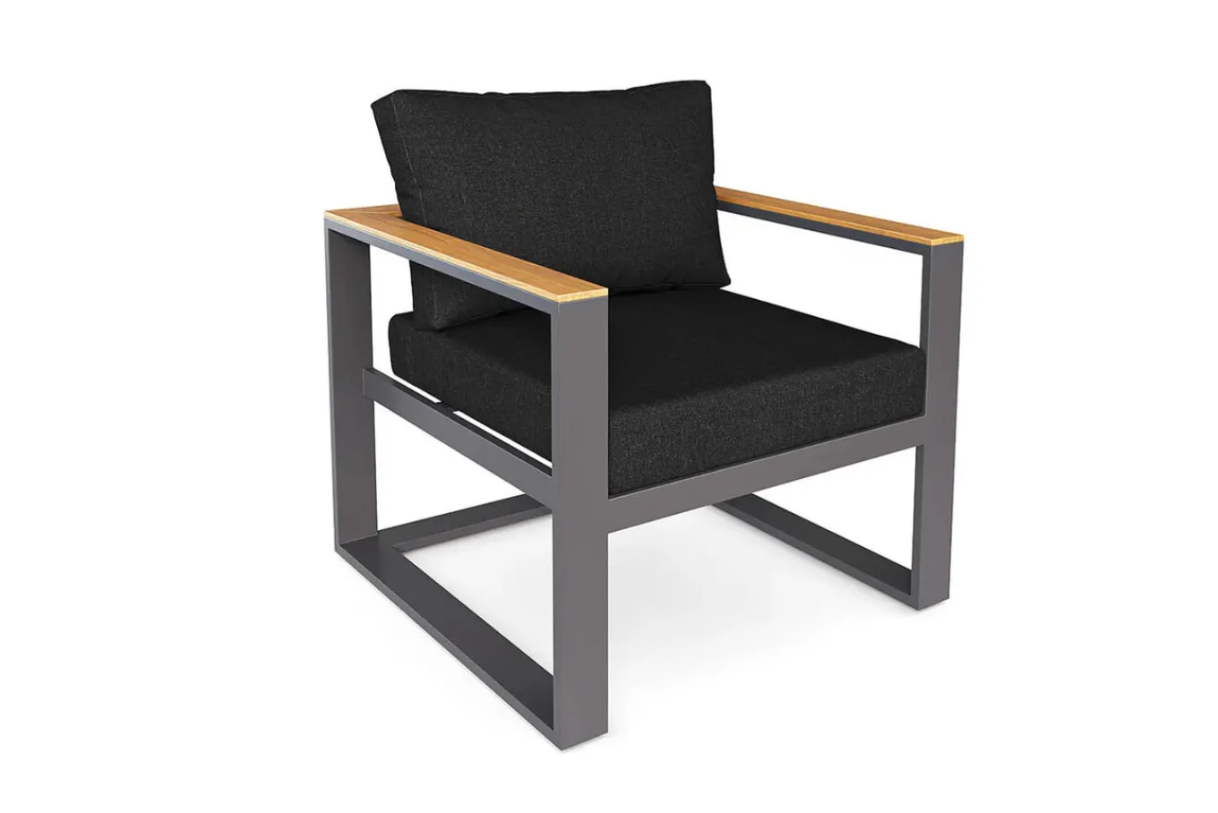 Lecoin Gartenlounge, anthrazit, Alu/Teak, pflegeleicht, wetterbeständig, pulverbeschichtet, inkl. Kissen, abnehmbare Bezüge Gartenlounge|Aluminium-Gartenmöbel