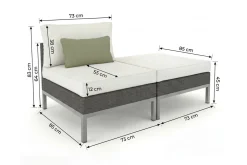 Online Silva Mini Gartenlounge, braun/creme, Polyrattan/Edelstahl, 2-teilig, modular, inkl. Hocker & Dekokissen Gartenlounge|Edelstahl-Gartenmöbel
