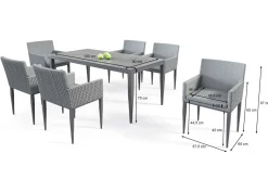 Best Styelo Garten-Essgruppe, mineralgrau/anthrazit, Alu/Keramik/Polyester, 180 x 90 cm, inkl. Kissen Garten-Essgruppen