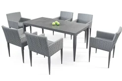 Best Styelo Garten-Essgruppe, mineralgrau/anthrazit, Alu/Keramik/Polyester, 180 x 90 cm, inkl. Kissen Garten-Essgruppen