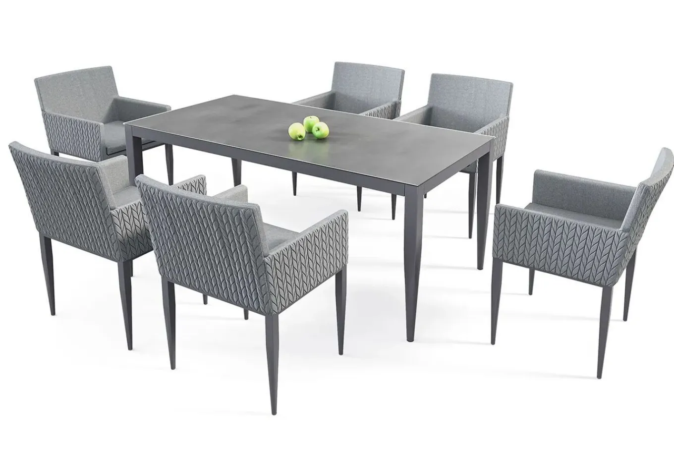 Best Styelo Garten-Essgruppe, mineralgrau/anthrazit, Alu/Keramik/Polyester, 180 x 90 cm, inkl. Kissen Garten-Essgruppen
