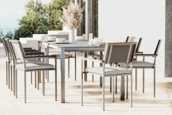 Suite Dining 8 Garten-Essgruppe, grau, Edelstahl/Textilene, ausziehbar & stapelbar, witterungsbeständig, inkl. Kissen & Polster Garten-Essgruppen|Edelstahl-Gartenmöbel