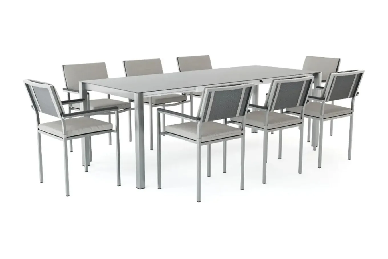 Suite Dining 8 Garten-Essgruppe, grau, Edelstahl/Textilene, ausziehbar & stapelbar, witterungsbeständig, inkl. Kissen & Polster Garten-Essgruppen|Edelstahl-Gartenmöbel
