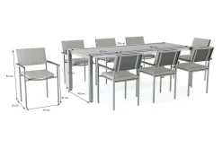 Suite Dining 8 Garten-Essgruppe, grau, Edelstahl/Textilene, ausziehbar & stapelbar, witterungsbeständig, inkl. Kissen & Polster Garten-Essgruppen|Edelstahl-Gartenmöbel
