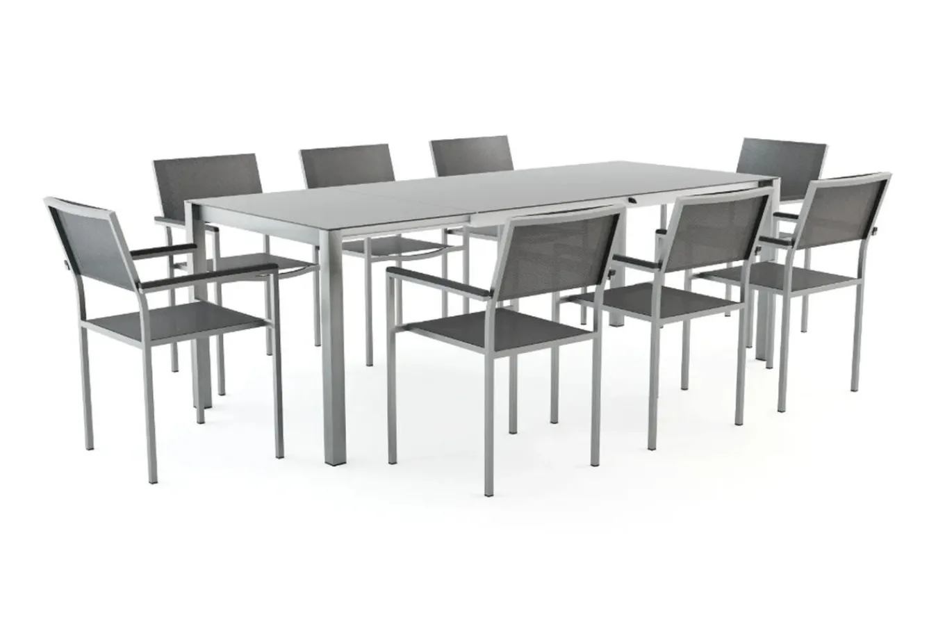 Suite Dining 8 Garten-Essgruppe, grau, Edelstahl/Textilene, ausziehbar & stapelbar, witterungsbeständig, inkl. Kissen & Polster Garten-Essgruppen|Edelstahl-Gartenmöbel