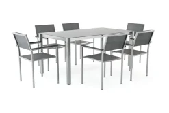Suite Dining 6 Garten-Essgruppe, grau/anthrazit, Edelstahl/Textilene, ausziehbar & stapelbar, wetterbeständig, platzsparend Garten-Essgruppen|Edelstahl-Gartenmöbel