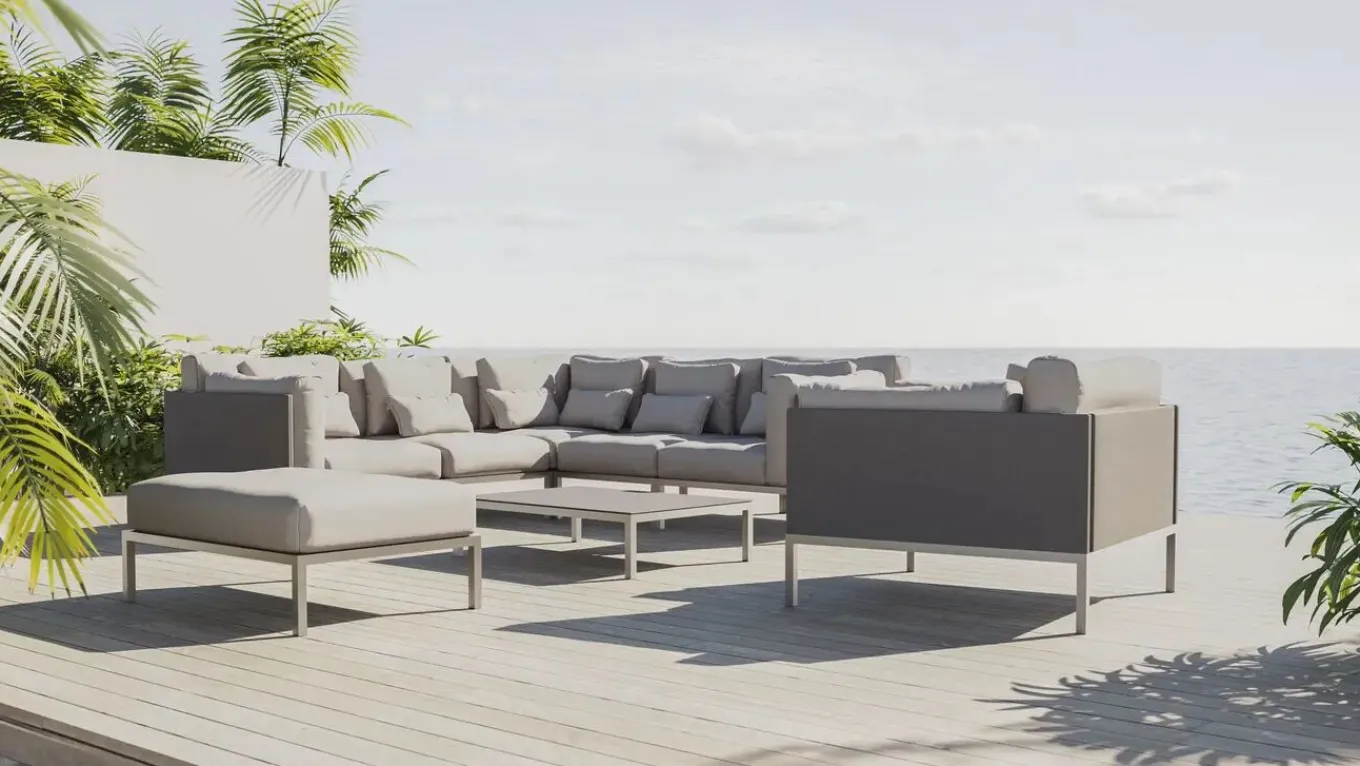 Suite Max Gartenlounge, anthrazit/taupe, Edelstahl/Textilene, abnehmbare Bezüge, wasserfest, rostfreies Material Gartenlounge|Edelstahl-Gartenmöbel