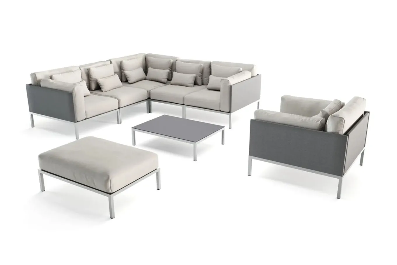 Suite Max Gartenlounge, anthrazit/taupe, Edelstahl/Textilene, abnehmbare Bezüge, wasserfest, rostfreies Material Gartenlounge|Edelstahl-Gartenmöbel