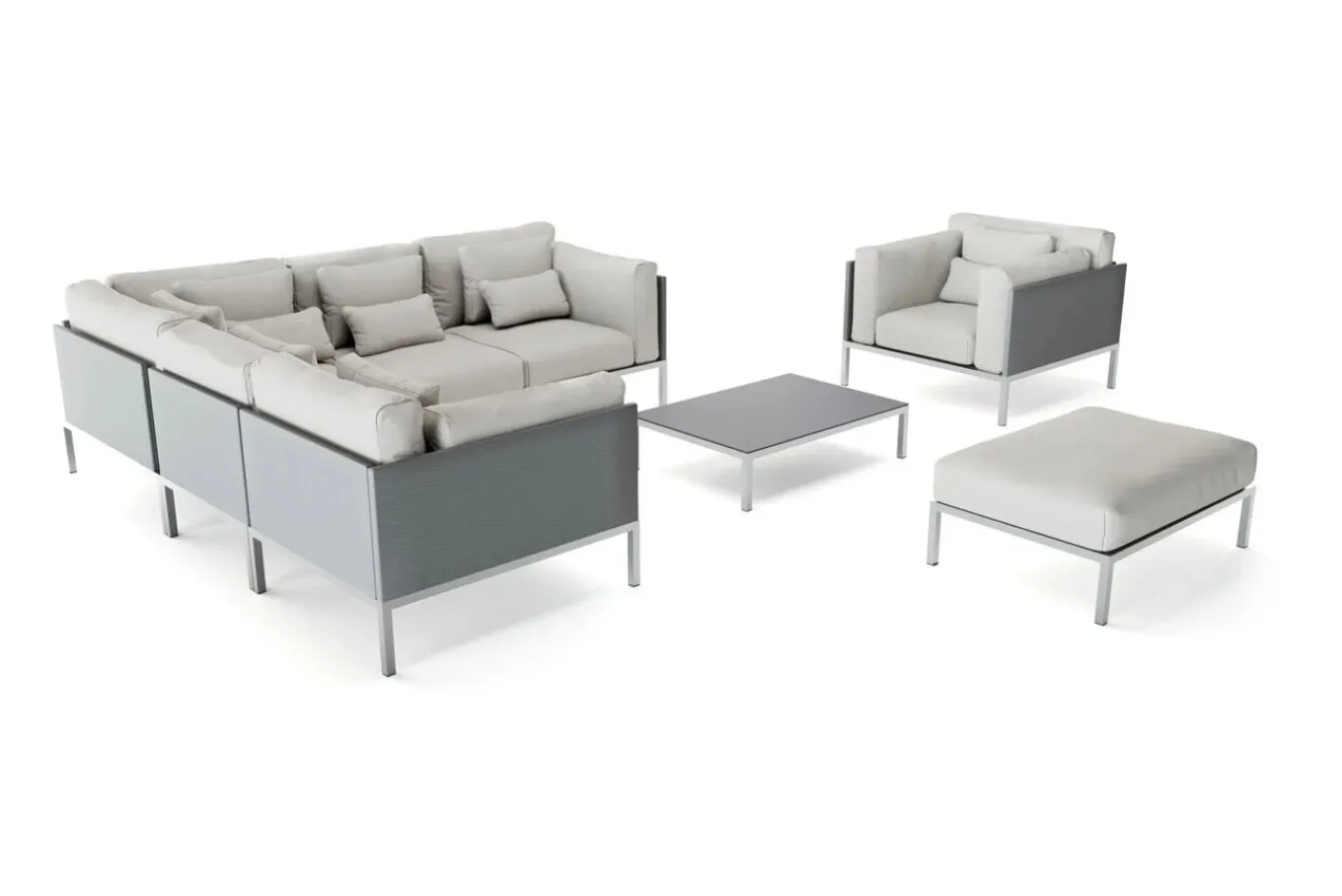 Suite Max Gartenlounge, anthrazit/taupe, Edelstahl/Textilene, abnehmbare Bezüge, wasserfest, rostfreies Material Gartenlounge|Edelstahl-Gartenmöbel
