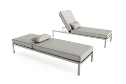 Online Suite Sun Gartenliegen-Set, beige/taupe, Edelstahl/Textilene, verstellbar, UV-beständig, inkl. Kissen, abnehmbare Bezüge Edelstahl-Gartenmöbel|Gartenliegen