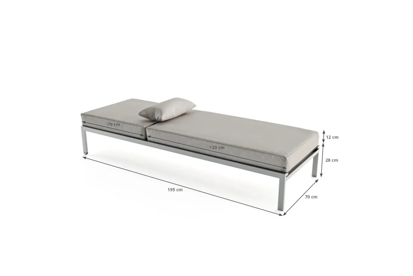 Suite Sun Lounger Compact Gartenliege, grau/taupe, Edelstahl/Textilene, rostfreies Material, UV-beständig, inkl. Kissen Edelstahl-Gartenmöbel|Gartenliegen