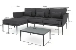 Discount Vinez Gartenlounge, graphitgrau, Alu/Glas, abnehmbare Bezüge, pulverbeschichtet, witterungsbeständig Gartenlounge|Aluminium-Gartenmöbel