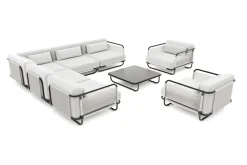 Clearance Tempest Gartenlounge XL, hellgrau/anthrazit, Alu/Rope-Geflecht, Beistelltisch mit Glasplatte, pulverbeschichtet, wetterfest, modernes Design Gartenlounge