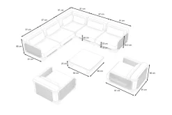 Clearance Tempest Gartenlounge XL, hellgrau/anthrazit, Alu/Rope-Geflecht, Beistelltisch mit Glasplatte, pulverbeschichtet, wetterfest, modernes Design Gartenlounge