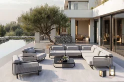 Clearance Tempest Gartenlounge XL, hellgrau/anthrazit, Alu/Rope-Geflecht, Beistelltisch mit Glasplatte, pulverbeschichtet, wetterfest, modernes Design Gartenlounge