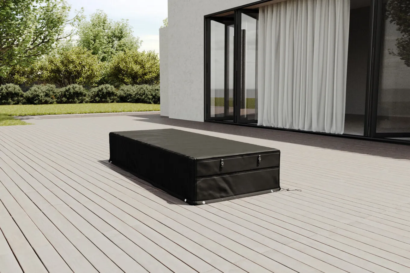 Discount Abdeckhaube für Gartenlounges, schwarz, Ripstop-Gewebe/Polyester, 226 x 95 x 40 cm, wasserabweisend, UV-Schutz Schutzhüllen