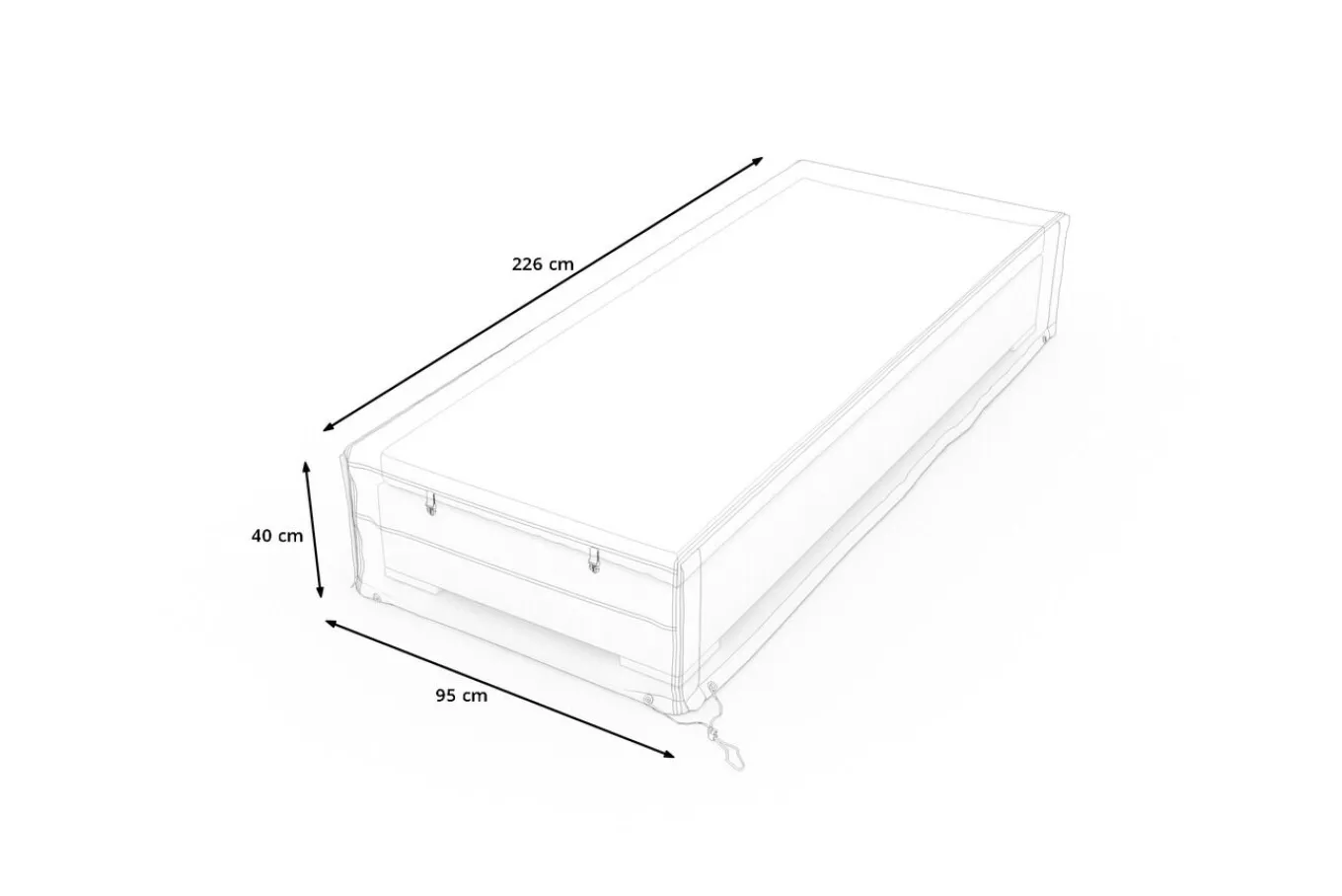 Discount Abdeckhaube für Gartenlounges, schwarz, Ripstop-Gewebe/Polyester, 226 x 95 x 40 cm, wasserabweisend, UV-Schutz Schutzhüllen