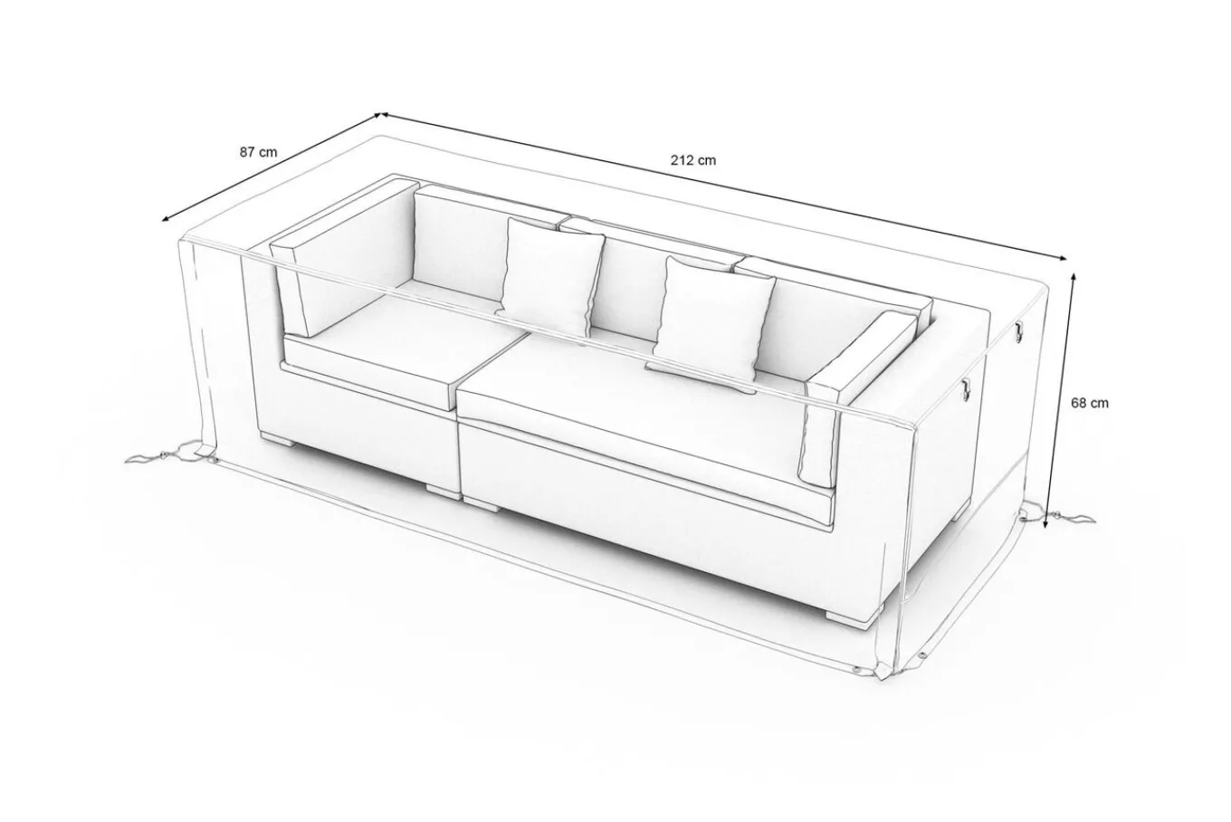 Hot Abdeckhaube für Gartenlounges, schwarz, Ripstop-Gewebe/Polyester, 212 x 87 x 68 cm, wasserabweisend, UV-Schutz Schutzhüllen