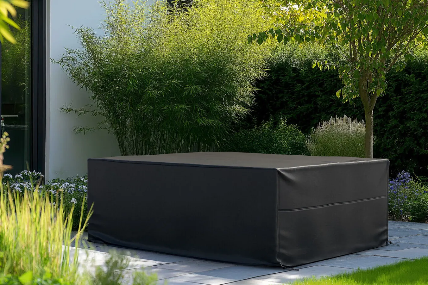 Outlet Abdeckhaube für Garten-Essgruppen, schwarz, Ripstop-Gewebe/Polyester, 202 x 124 x 83 cm, wasserabweisend, UV-Schutz Schutzhüllen