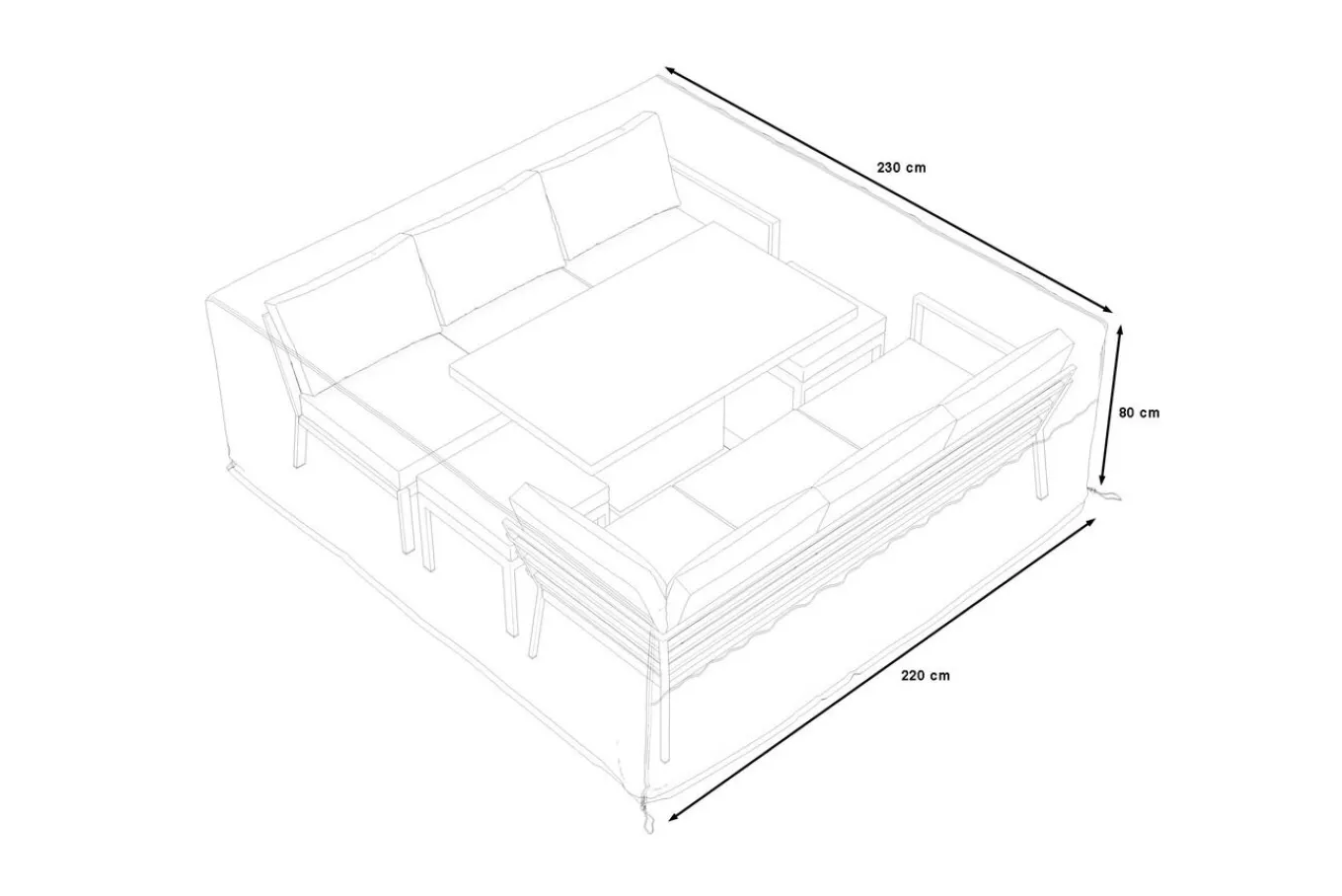 New Abdeckhaube für Gartenlounges, schwarz, Ripstop-Gewebe/Polyester, 230 x 220 x 80 cm, wasserabweisend, UV-Schutz Schutzhüllen
