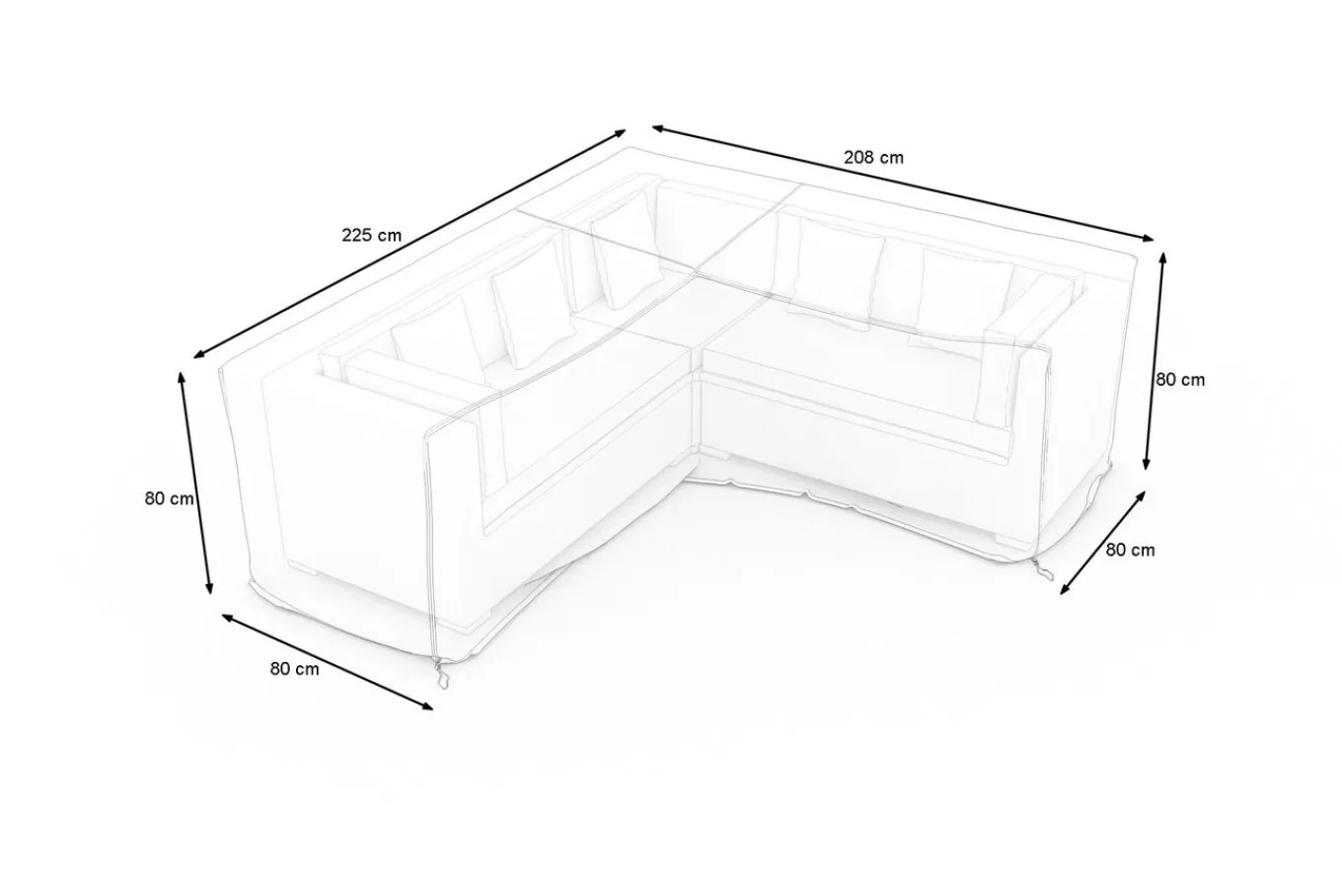 Sale Abdeckhaube für Gartenlounges, schwarz, Ripstop-Gewebe/Polyester, 225 x 80 x 80 cm, wasserabweisend, UV-Schutz Schutzhüllen