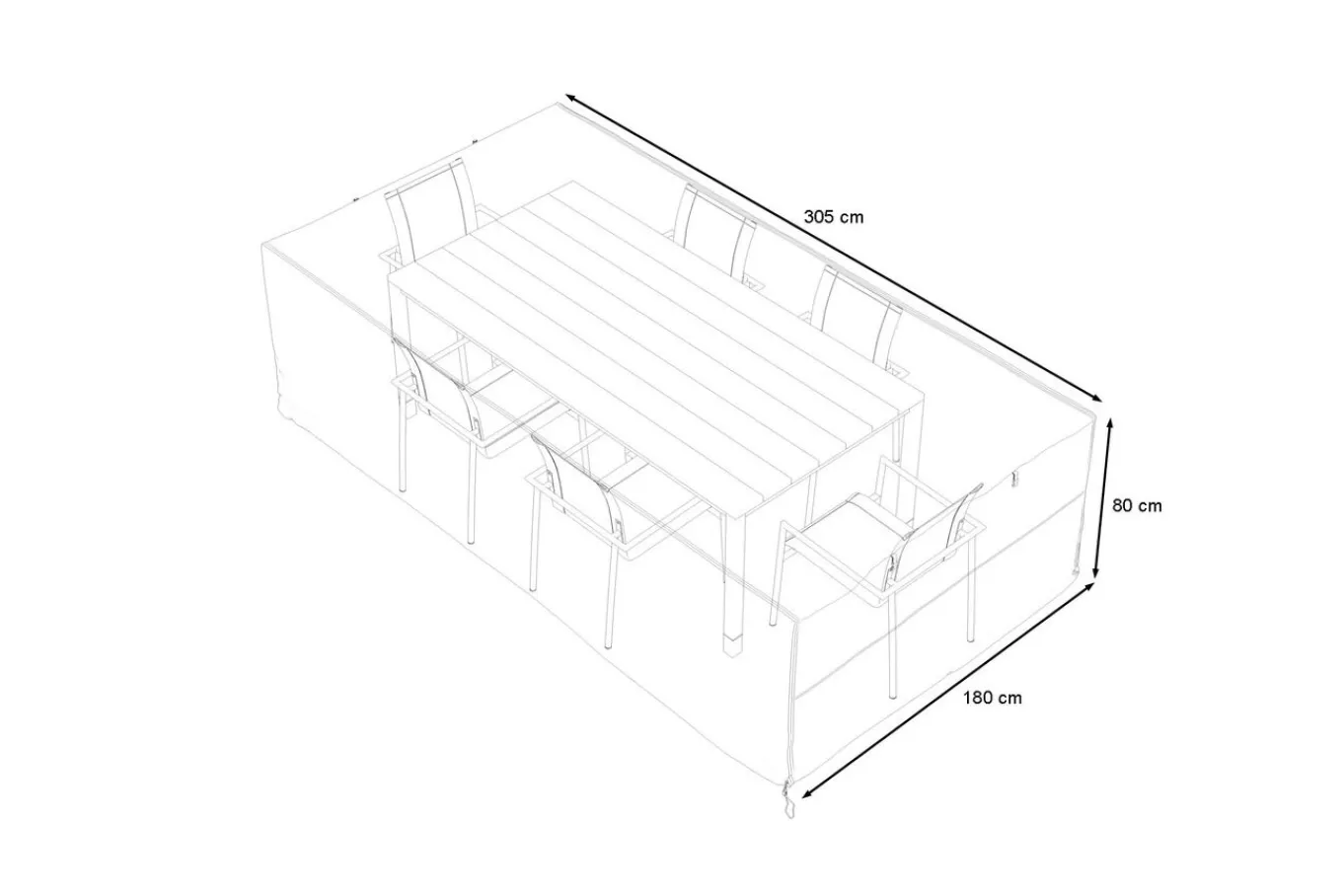Clearance Abdeckhaube für Garten-Essgruppen, schwarz, Ripstop-Gewebe/Polyester, 305 x 180 x 80 cm, wasserabweisend, UV-Schutz Schutzhüllen