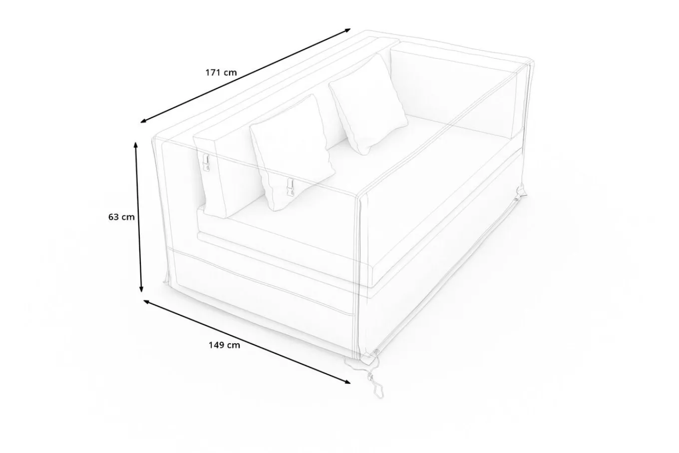 Discount Abdeckhaube für Gartenlounges, schwarz, Ripstop-Gewebe/Polyester, 171 x 149 x 63 cm, wasserabweisend, UV-Schutz Schutzhüllen